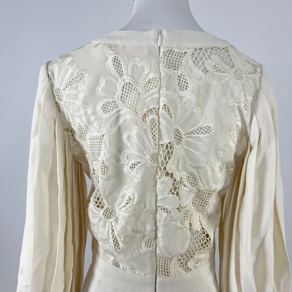 $655 NWT SEE BY CHLOÉ Embroidery Mini Dress Cream Size 40 Pleated Sleeves - Picture 8 of 13